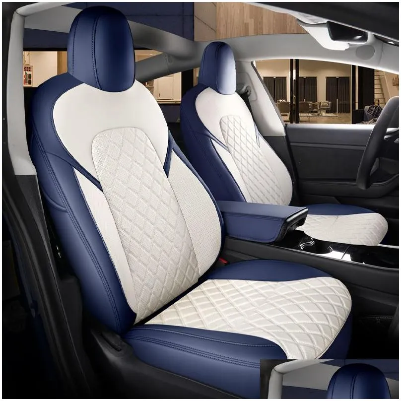 car accessories seat cover for tesla model y 3 high quality leather custom fit 5 seaters cushion 360 degree full covered model 3 please note your car model and