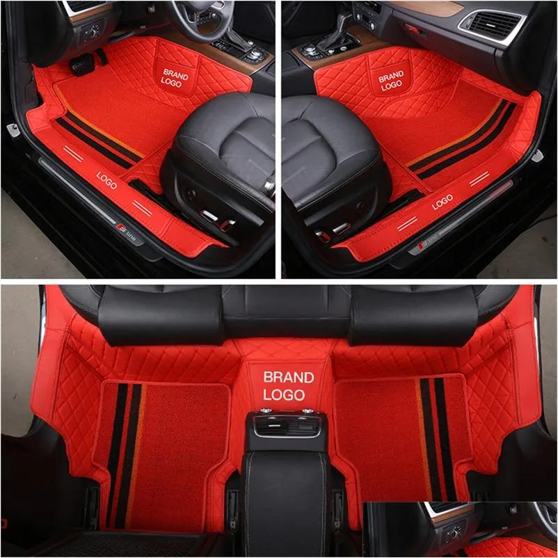 custom fit car interior accessories floor mat waterproof leather eco friendly specific carpet for automobile double layers full set with logo