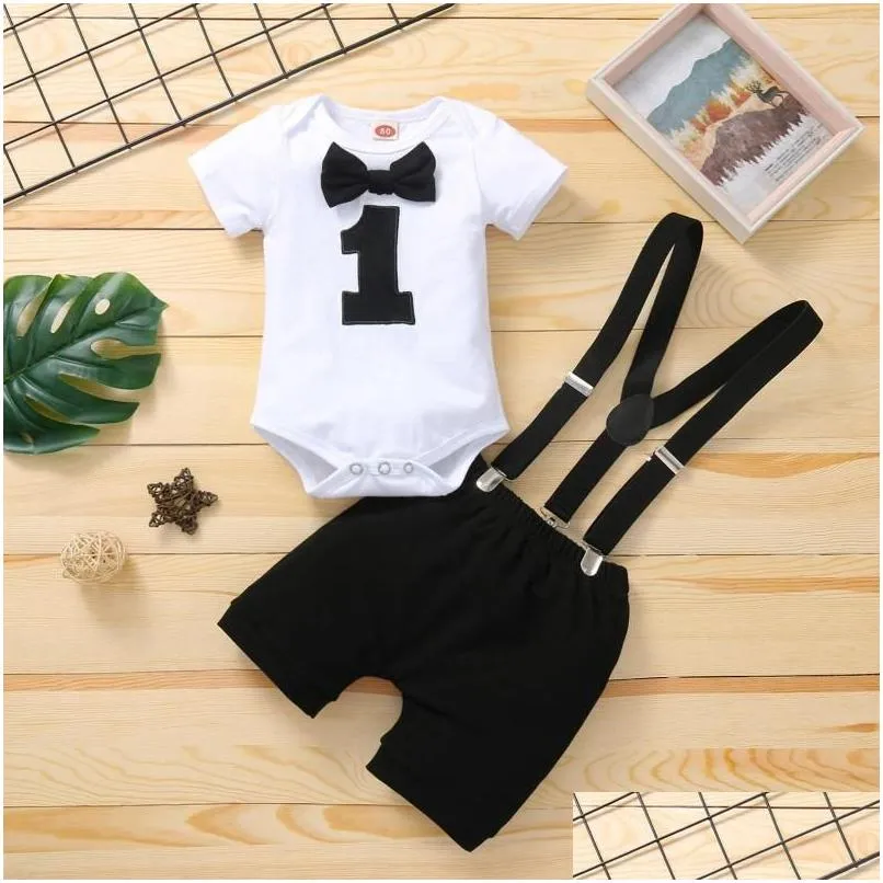 clothing sets baby boy one year birthday outfit 1st toddler clothes party formal red black grayclothing