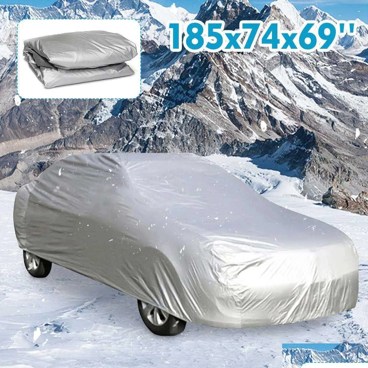 car covers 185x74x69 universal full car cover indoor outdoor windproof anti dust sun rain snow protection uv car silver case cover suv