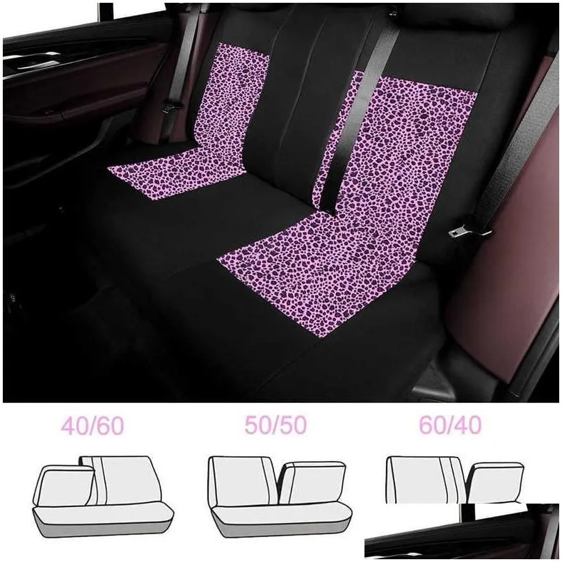  print leopard pattern car seat cover set crown queen front seat covers for women universal fit for trucks suv and van