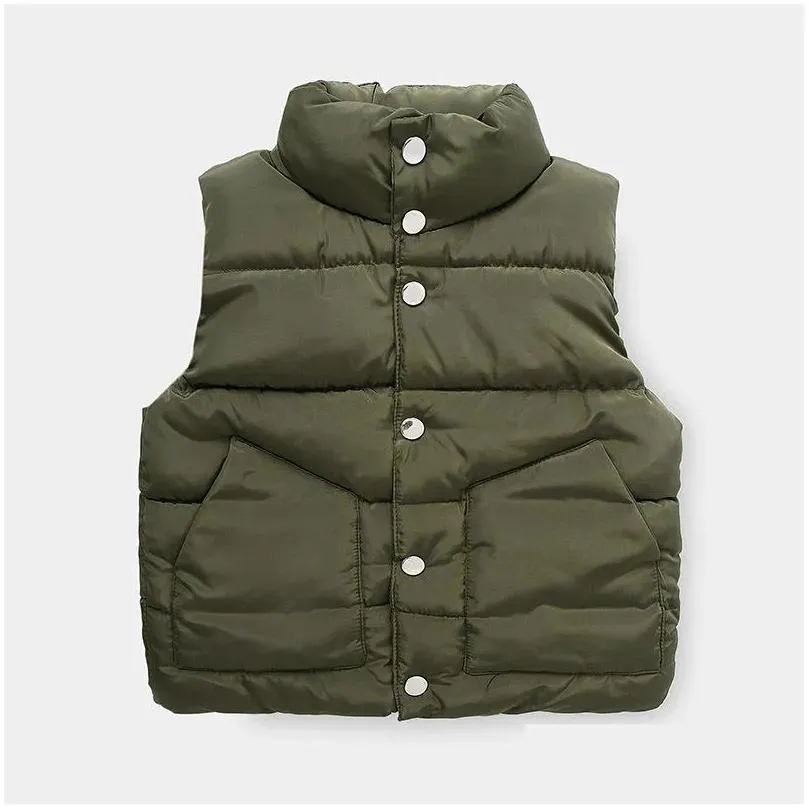 winter toddler boys thicken vest korean fashion solid warm cotton waistcoat for boy baby clothes kids sleeveless vest jacket
