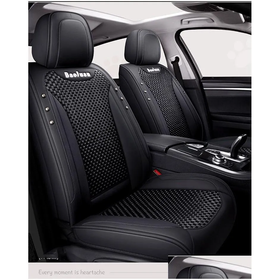 car accessory seat cover for sedan suv durable high quality leather universal five seats set cushion including front and rear covers full covered gray design