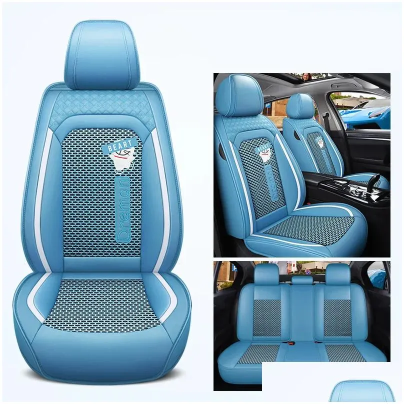 car accessory seat cover for sedan suv durable high quality leather universal five seats set cushion including front and rear covers full covered gray design