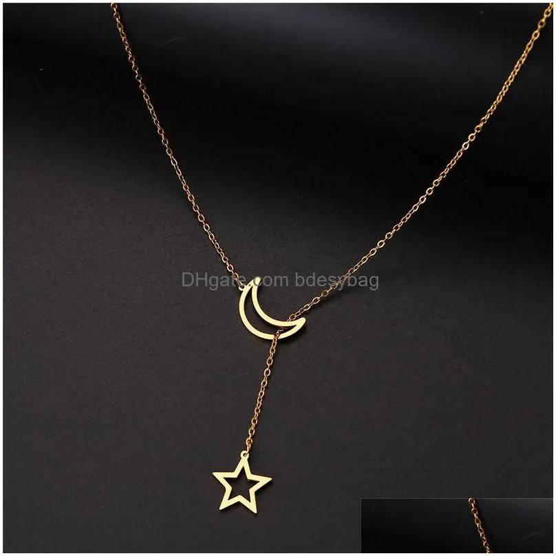 moon star necklaces mother daughter heart chain necklace couple mom birthday sister gift best friends women men jewelry