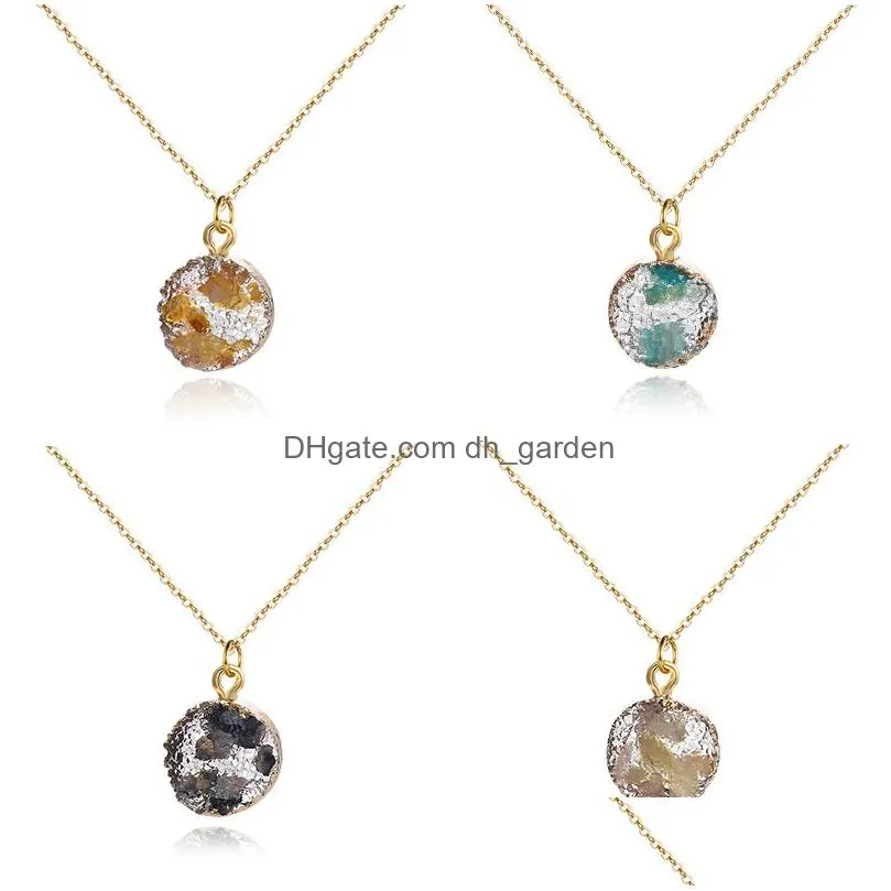 fashion gold chain resin druzy necklace for women girl fashion statement stone choker necklace pendant jewelry gift wholesale