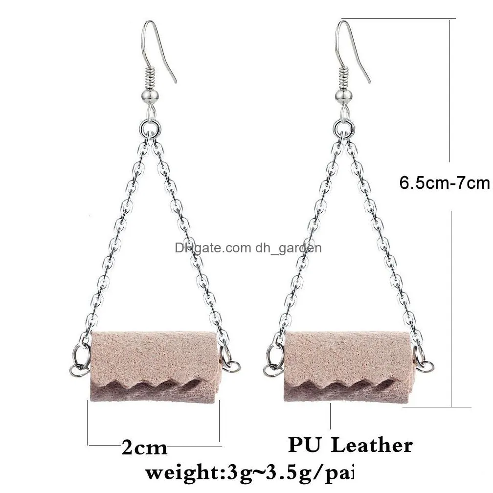 pu leather toilet roll dangle earrings necklace for women creative tissue geometric cute earring new fashion roll paper jewelry gifts