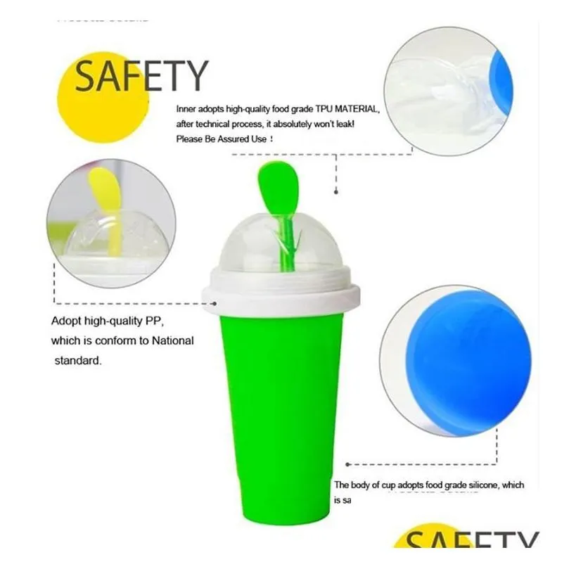 silicone slushy slushie maker ice tumblers cup large frozen magic squeeze slushi making cup reusable smoothie cups straw