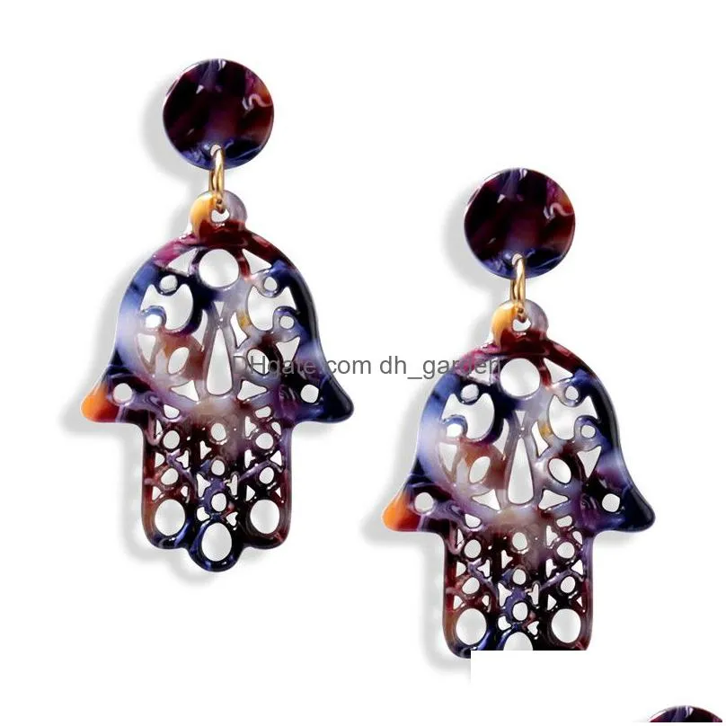 fashion leopard acrylic resin earrings geometric hand palm drop earrings for women colorful round circle shape ear wedding jewelry