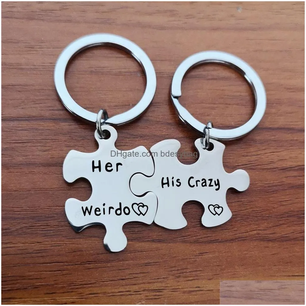 her king his queen keychain king and queen couple key chain puzzle couple key ring lover wedding anniversary gifts