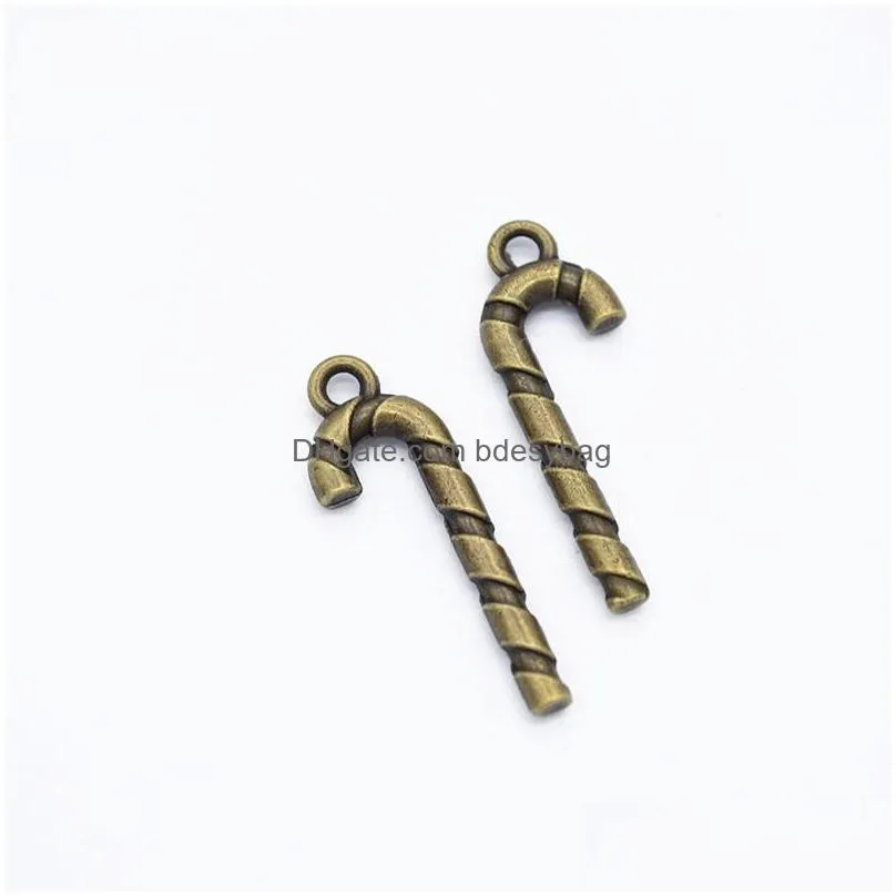 bulk 500pcs/lot christmas candy cane charms pendant in 9mm x 27mm good for christmas jewelry making
