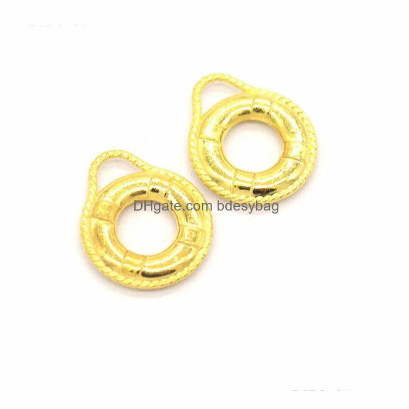 200 pcs / lot life ring charms life preserver pendant beads antique silver bronze gold 21x18 mm