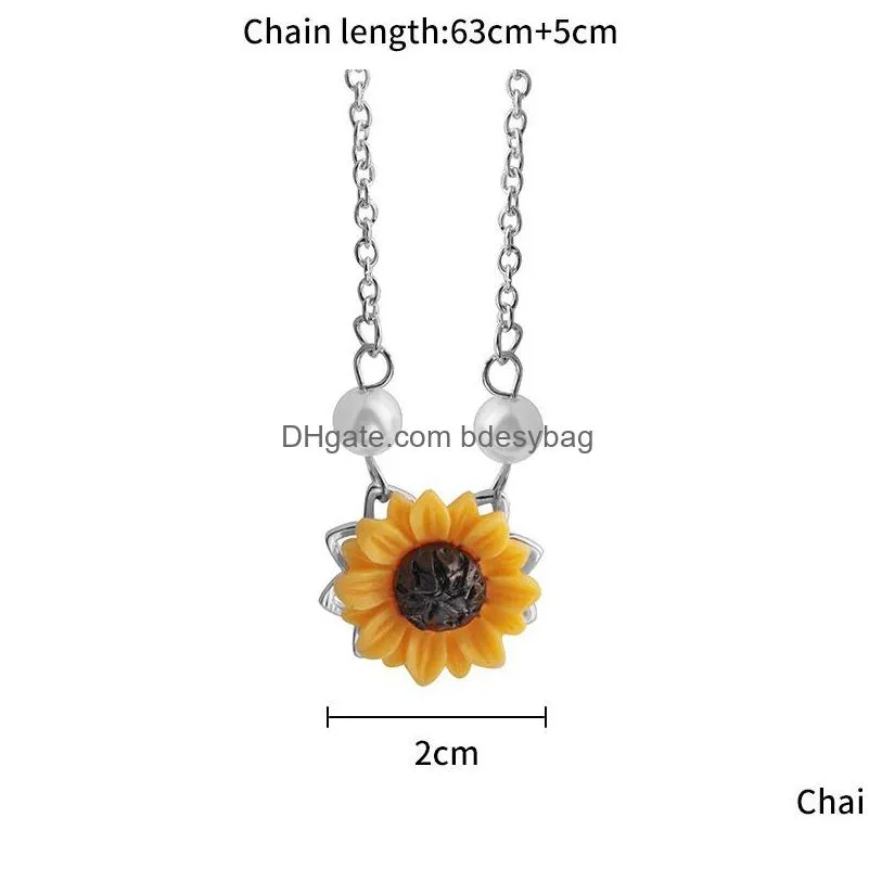 2020 new fashion sunflower leaf branch charm pendant necklace jewelry sweater necklace choker for gifts girls