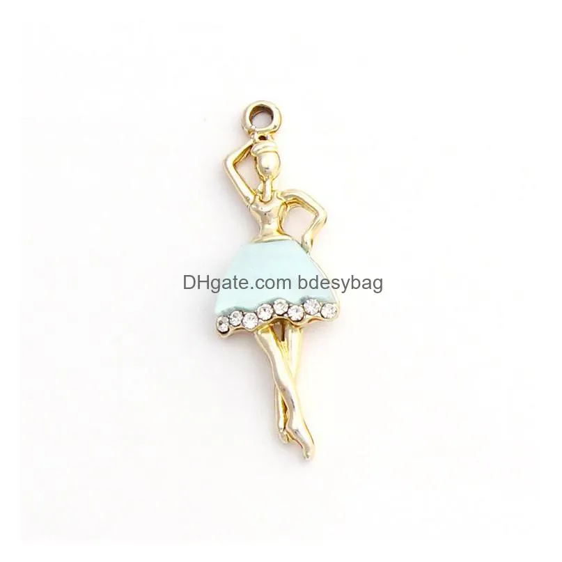120 pcs/lot enamel ballet dancer charms pendant for bracelet earrings jewelry making 33x12mm 4 colors