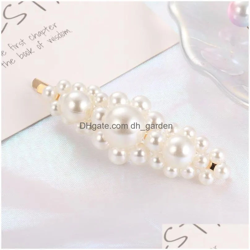 fashion women hairs clip geometric pearl hair jewelry accessories hairpins alloy metal barrettes girls convenient hairgrips