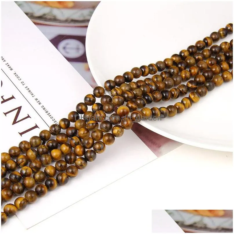 new 8mm yellow beads round smooth 8mm brown tiger eye loose bead for bracelets diy jewelry making wholesale shipping