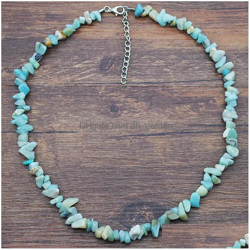 new handmade natural stone quarzt necklace fashion boho irregular geometric colorful stone pendant necklace for women girls choker