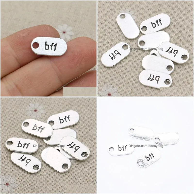 500pcs/lot antique silver plated bff charm pendants for bracelet jewelry accessories making diy handmade 18x9mm best friends forever