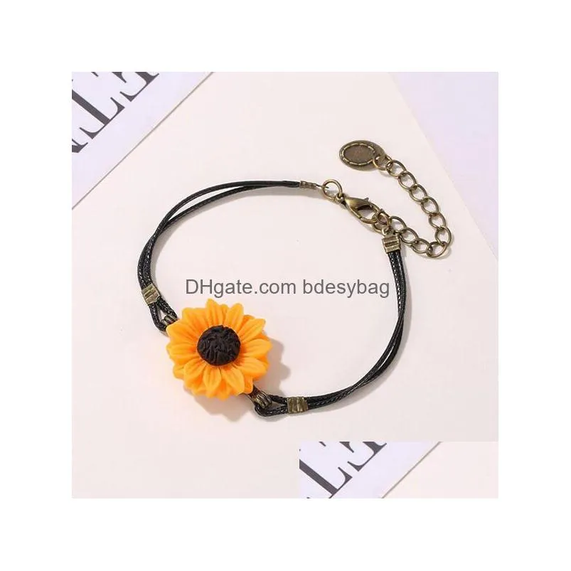women sunflower bracelet creative rope chain bracelets fashion jewelry high quality trendy metal bransoletka