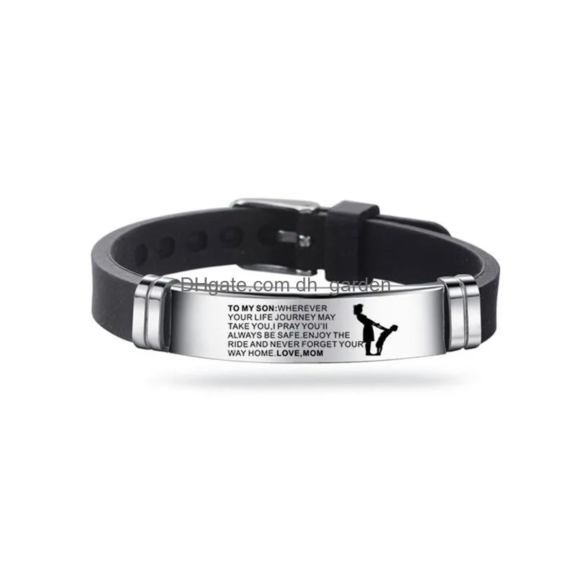 to my son inspirational bracelet men wristband stainless steel silicone bracelets for boys love gifts jewelry from mom dad