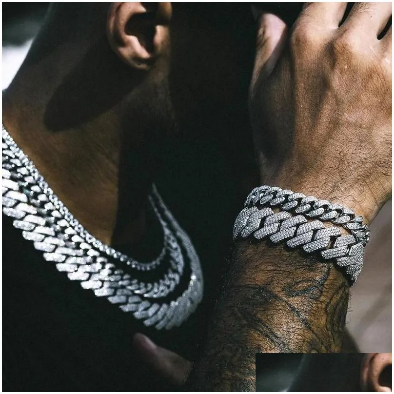 high quality iced out men jewelry 5a cz hip hop micro pave 19mm cuban link chain big heavy y necklace for men boy 220212