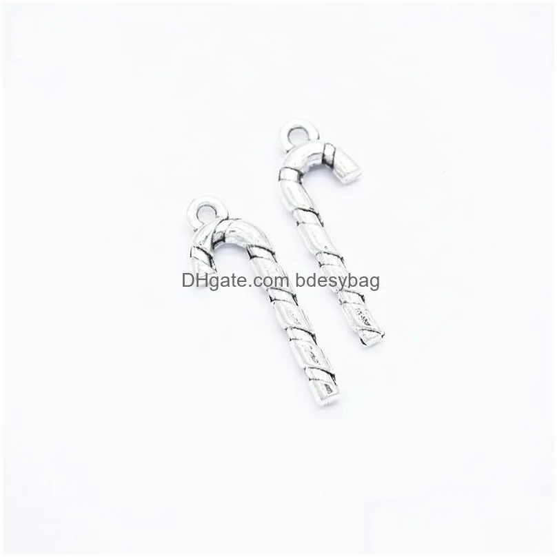bulk 500pcs/lot christmas candy cane charms pendant in 9mm x 27mm good for christmas jewelry making