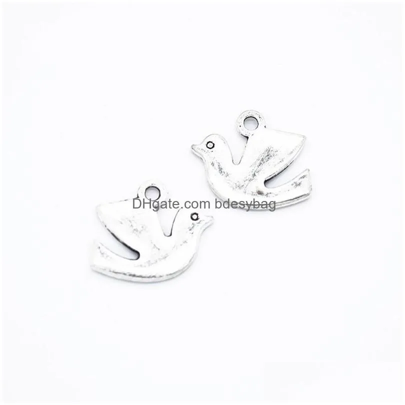500pcs /lot mini size 15x13mm peace  charms bird charms pendant for diy craft jewerling making