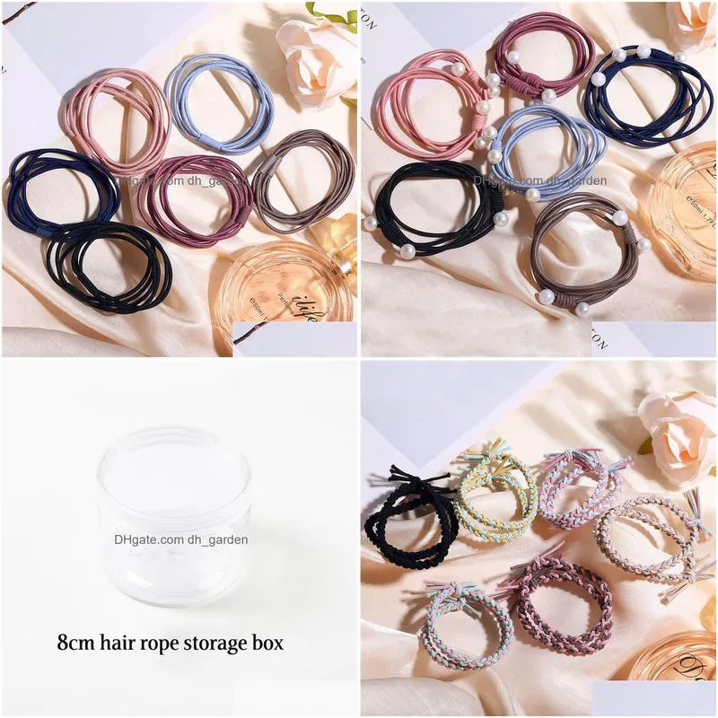 2020 new elastic pearl charm rubber band for women girl ins style hair band hair rope band high elasticity with hair rope storage box