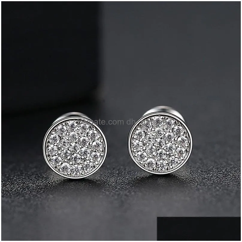 tiny zircon stud earrings silver gold colors mini disc round cz zircon stud earrings for women minimalist design party jewelry