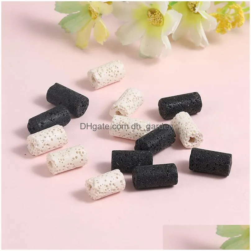 26pcs/lot natural volcanic stone pendant cylindrical beads charms for braselet necklace pendant women men diy jewelry making