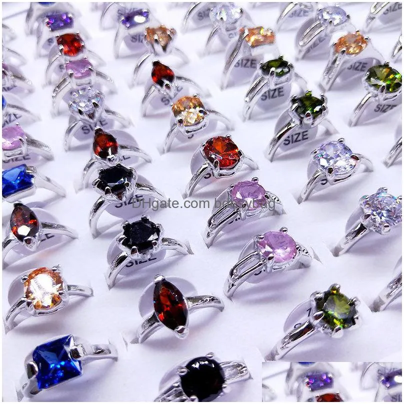 fashionable colorful zircon crystal rings for women and men mixed style fashion jewelry wedding party gifts wholesale