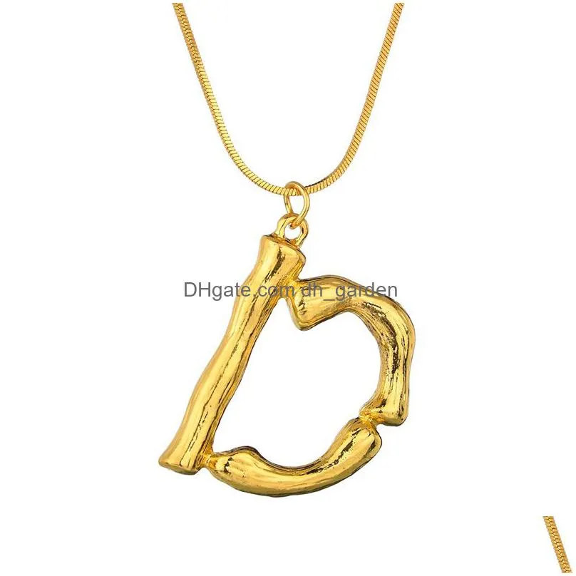fashion 26 letter bamboo pendants necklace for women gold plated snake chain initial necklace fashion jewelry statement chain necklace