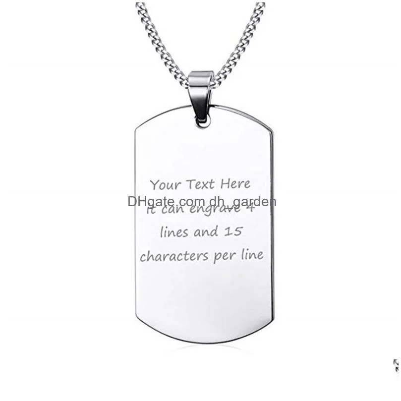50mmx28mm stainless steel blank dog tag engraving charms custom personalized pendant for for necklace keychain diy polished making