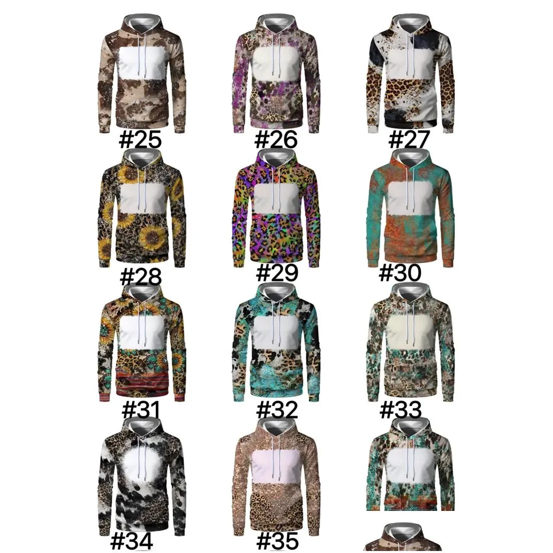 wholesale sublimation bleached hoodies party supplies heat transfer blank bleach shirt fully polyester us sizes for men women