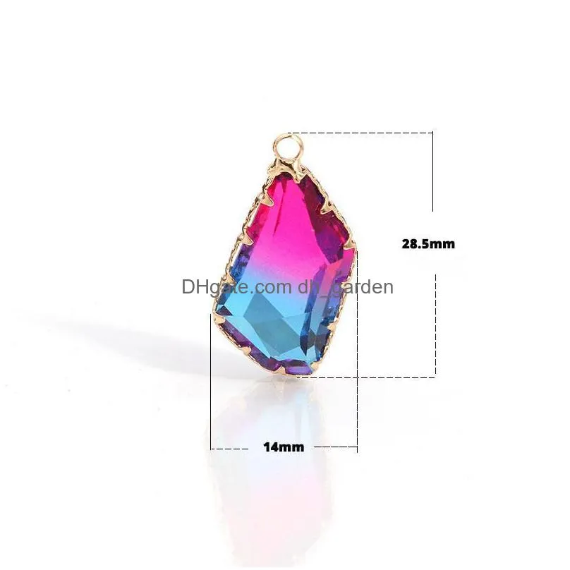 fashion colorful crystal rhinestone charms irregular geometry glass pendants for jewelry making diy earrings necklace jewelry