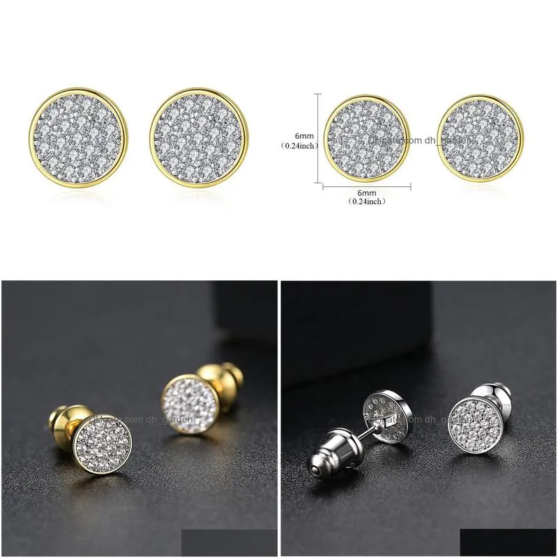 tiny zircon stud earrings silver gold colors mini disc round cz zircon stud earrings for women minimalist design party jewelry