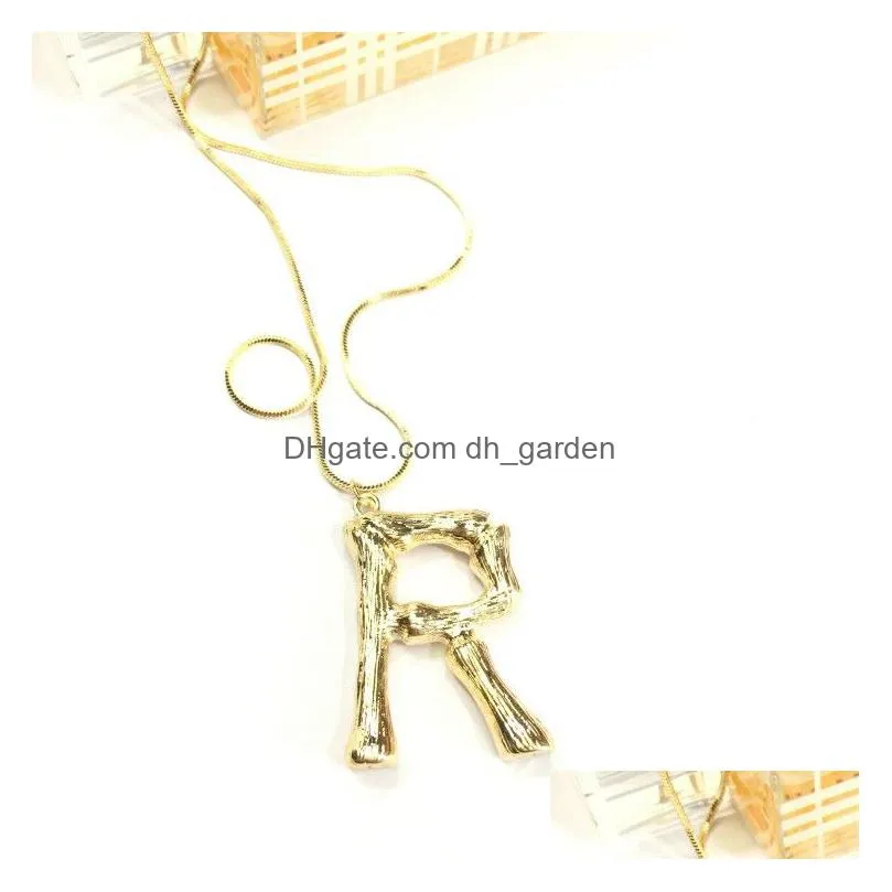 fashion 26 letter bamboo pendants necklace for women gold plated snake chain initial necklace fashion jewelry statement chain necklace