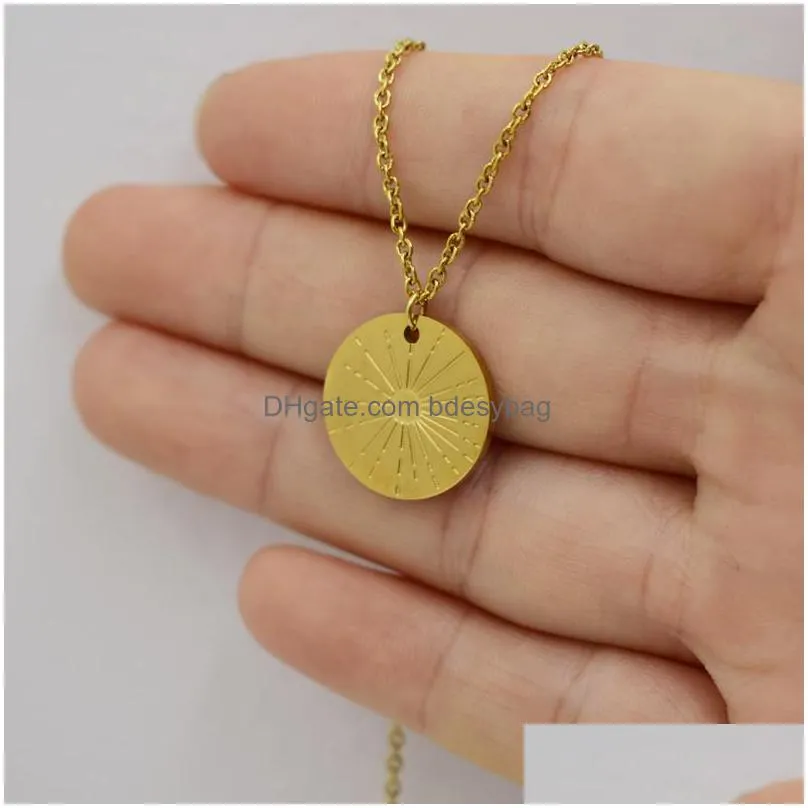 women stainless steel simple jewelry sunflower pendants necklaces chain gold silver charm necklace valentines day gift for women