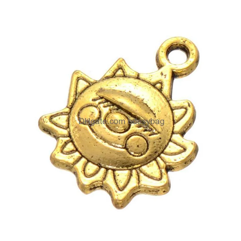 bulk 500pcs alloy sun face charms made with a smile charms 15x12mm for necklace jewelry accessorices findings