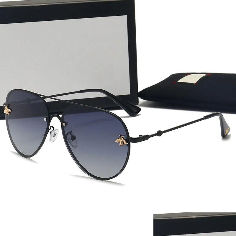 2022 brand designer sunglasses little bee fashion metal large frame sunglasses retro men and women highend glasses uv400