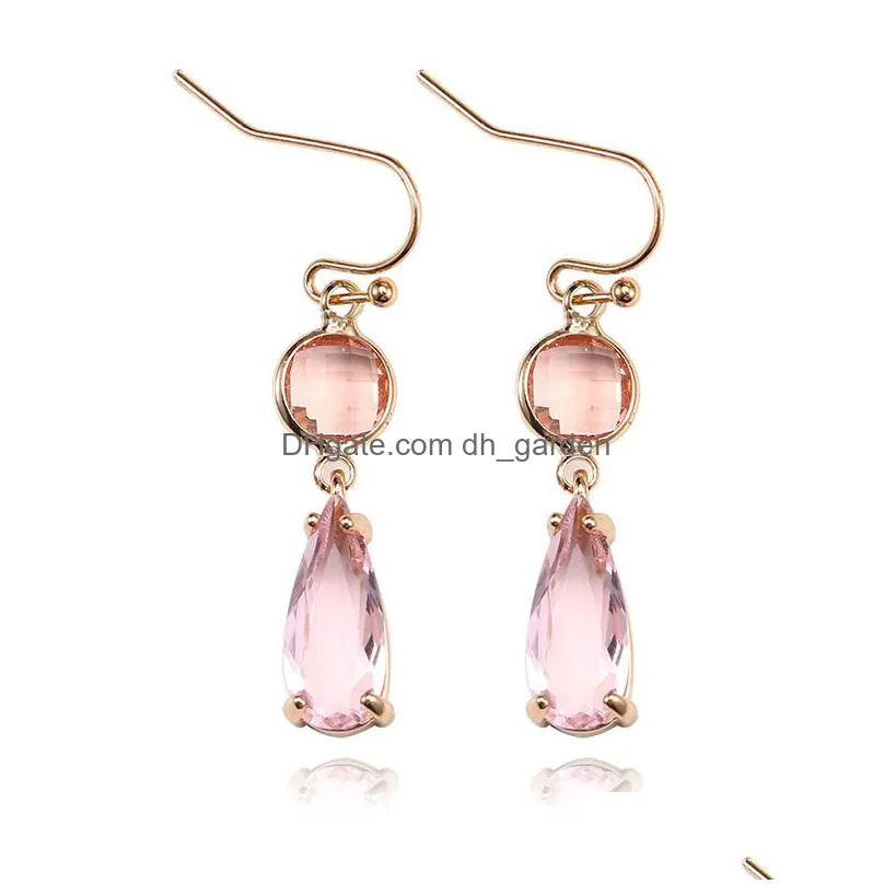 2019 new womens fashion k9 crystal water drop dangle earrings rhinestone copper sweet metal ear earrings for girl gift wholesale