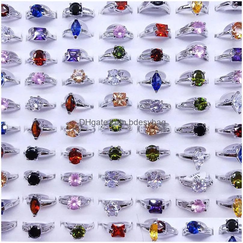 fashionable colorful zircon crystal rings for women and men mixed style fashion jewelry wedding party gifts wholesale