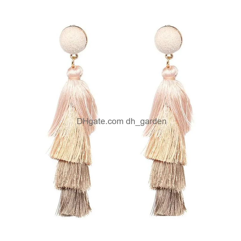 fashion tassel earrings colorful layered bohemian dangle drop tiered thread earrings tassel women gifts jewelry dropshipping