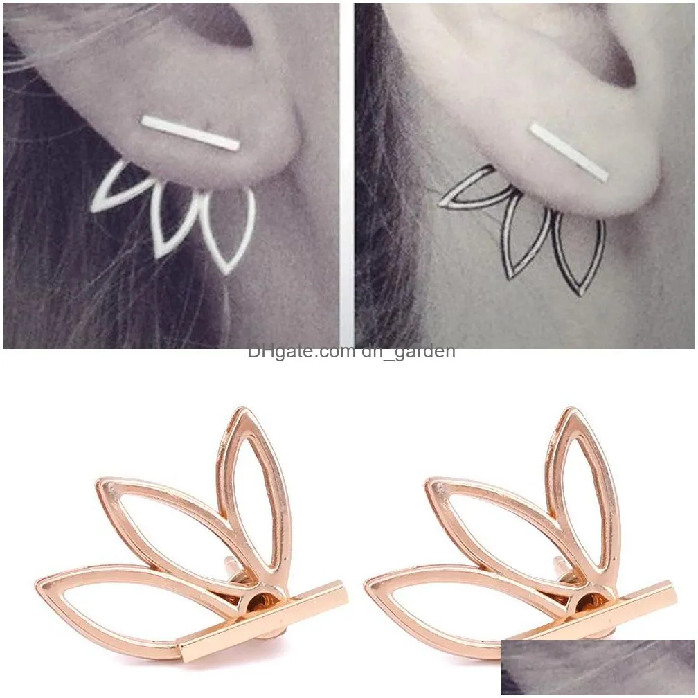 fashion lotus flower earrings korean crystal chic stud earrings imitation pearl angel wings geometry stud earrings for women jewelry