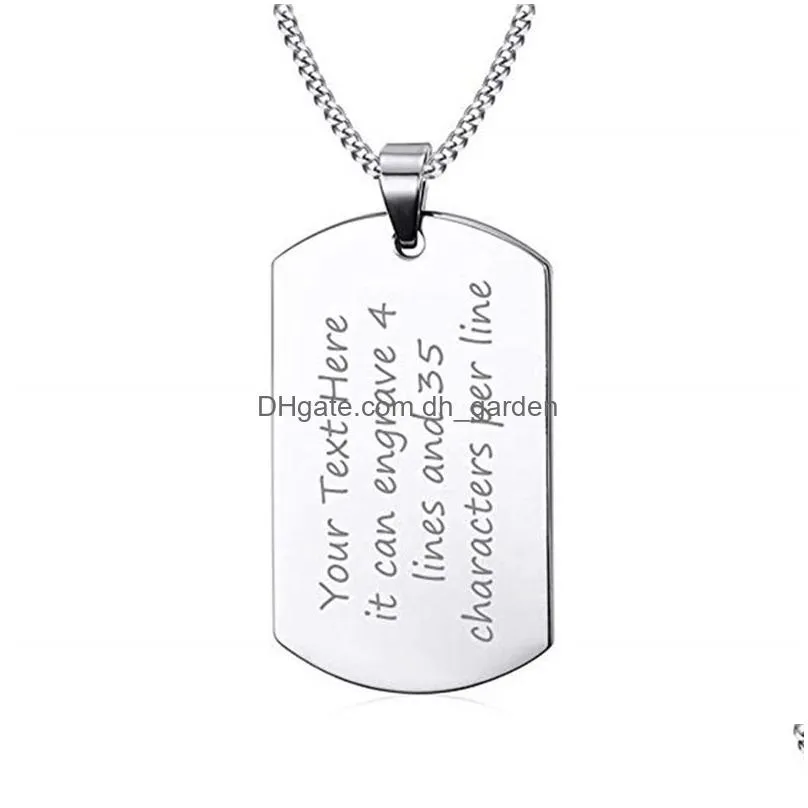50mmx28mm stainless steel blank dog tag engraving charms custom personalized pendant for for necklace keychain diy polished making