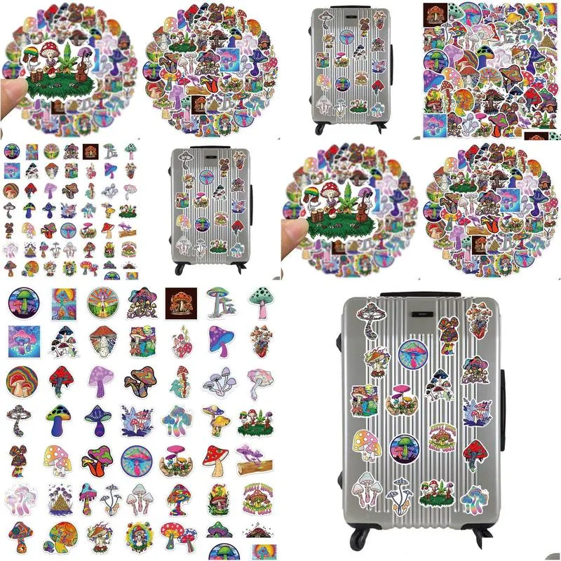 50pcs psychedelic aesthetics mushroom stickers decal car guitar motorcycle luggage suitcase cartoon graffiti sticker