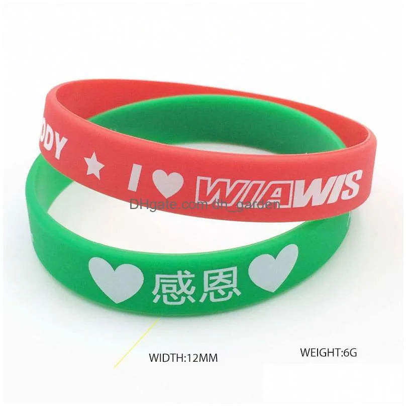 silicone wristband bracelet sports casual bracelet female men pure color for simple women uni bracelet can custom