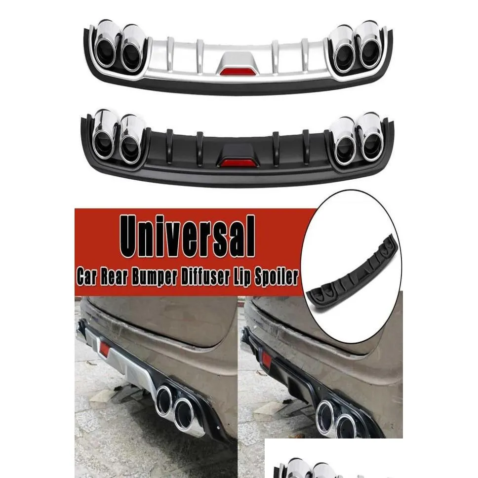 1 piece car universal rear bumper lip diffuser body kits abs plastic black silver auto parts5094116