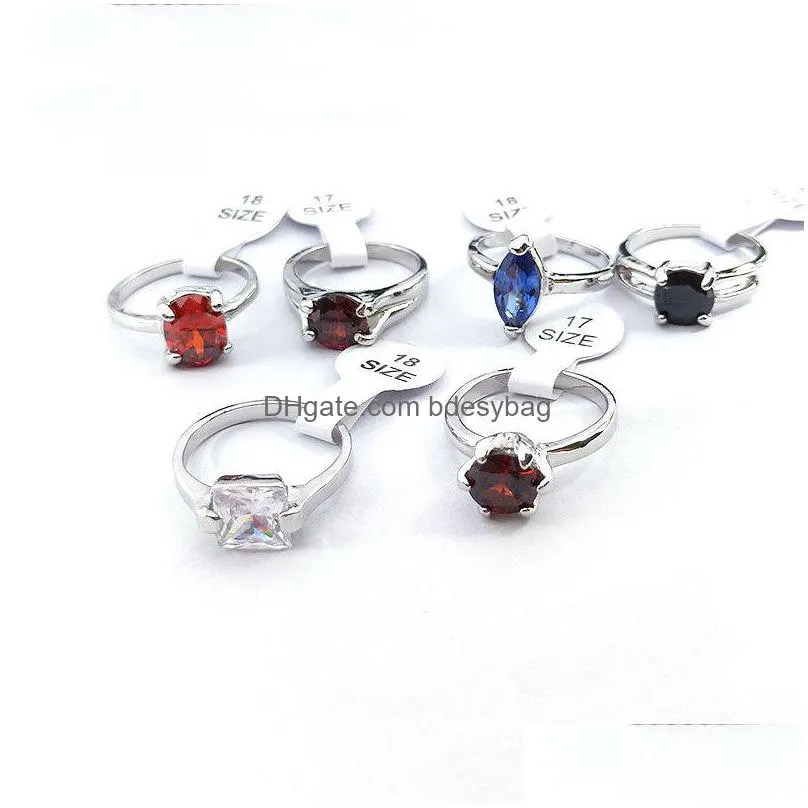 fashionable colorful zircon crystal rings for women and men mixed style fashion jewelry wedding party gifts wholesale