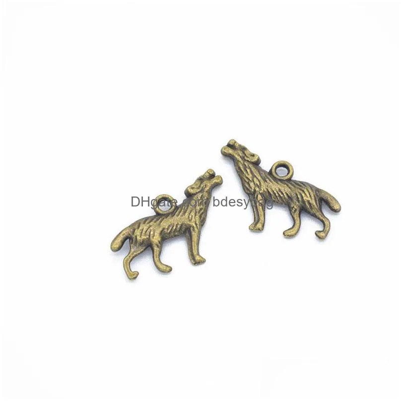 bulk 200 pcs 28x16mm howling wolf charms pendant wild animal charms antique silver antique bronze gold colors